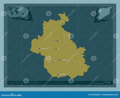 Idlib, Syria. Solid. Labelled Points of Cities Stock Illustration ...