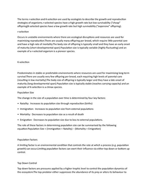 R and k selected species , population size and factors - The terms r ...