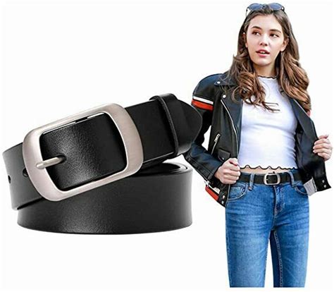 JASGOOD Women's Leather Belt for Jeans, Adjustable, Zinc Alloy Buckle ...