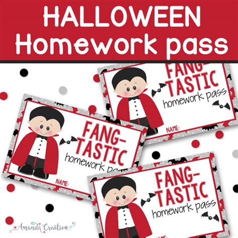 Dracula Halloween Homework Passes | Printable Student Reward Incentive