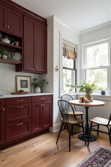 16+ Striking Dark Red Kitchen Cabinet Ideas