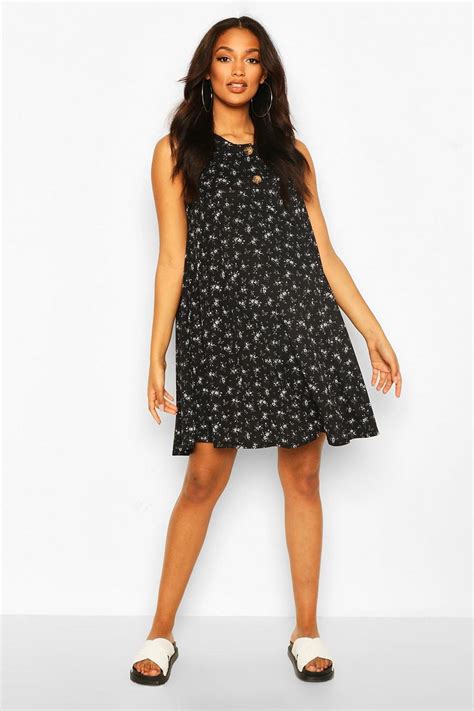 Maternity Ditsy Floral Button Front Swing Dress