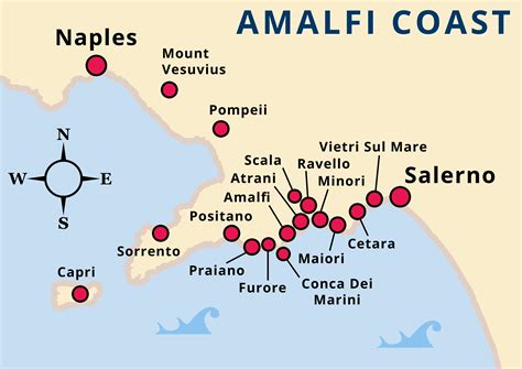 Amalfi Coast Map + Best Towns to Visit (Printable Illustrations ...