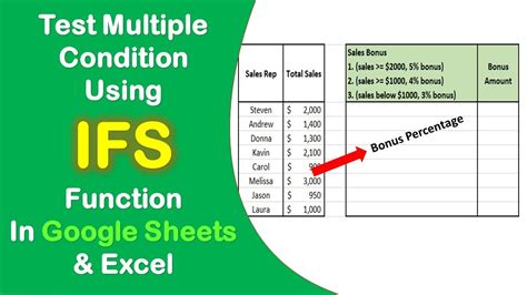IFS Function To Test Multiple Condition in Excel Tutorial & Google ...