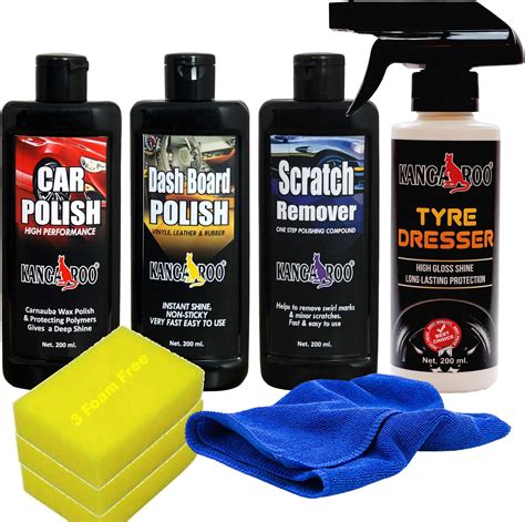 Kangaroo® Car Care Kit (Tyre Dresser + Car Polish + Dashboard Polish ...