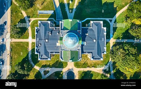 Aerial Top Down View of Lucas County Probate Court Toledo Greenery ...