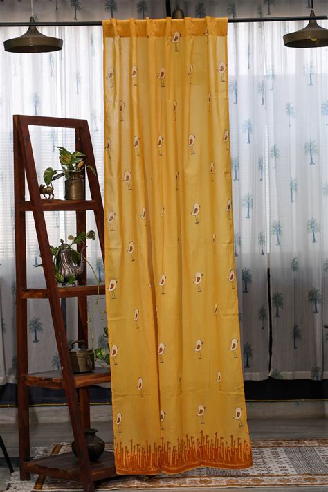 SootiSyahi 'Jungle Tale- Pastel Yellow' Handblock Printed Cotton Door