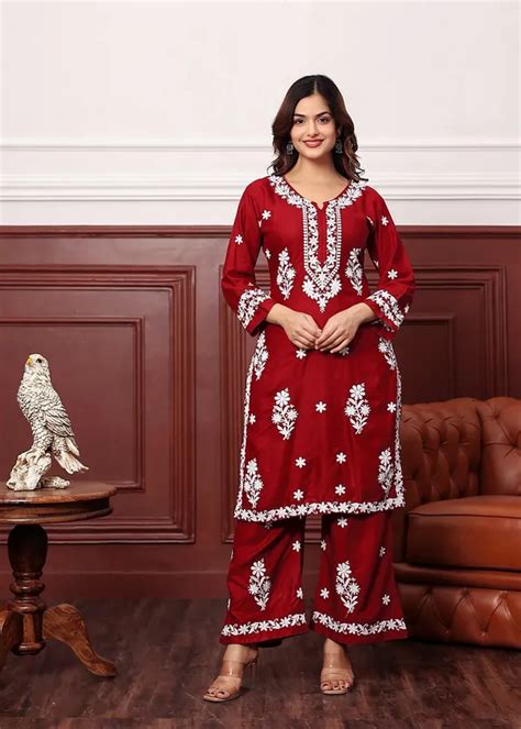 Sykurti MAROON Premium Rayon Kurti Plazo Set Price in India - Buy ...
