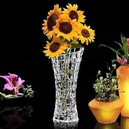 Buy Pure Source India Glass Dimond Cut Flower Vase (Crystal Clear 9 ...