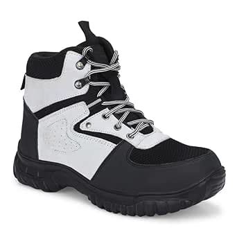 Ozarro Grey Genuine Leather Steel Toe Safety Shoe S4446 : Amazon.in ...