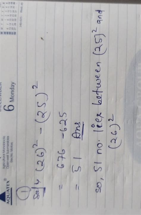 How many number lies between the square of 25 and 26 - Brainly.in