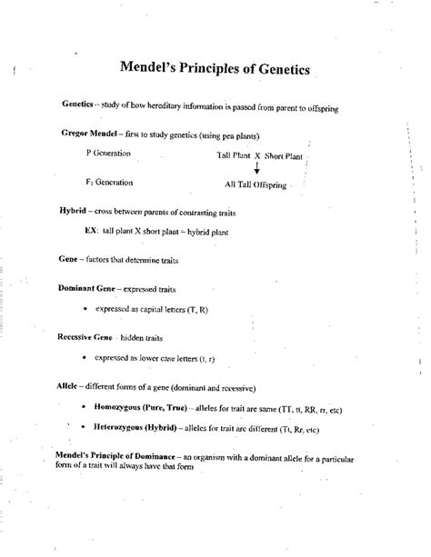 Monohybrid cross notes - Principles of Genetics Genetics study of how ...
