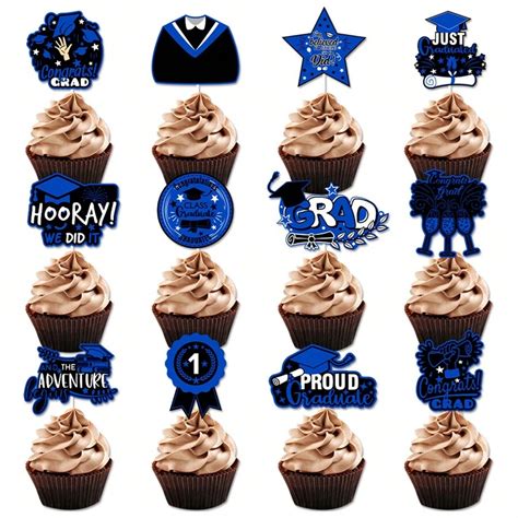12PCS Graduation Theme Cupcake Toppers For Graduation Party Decorations ...