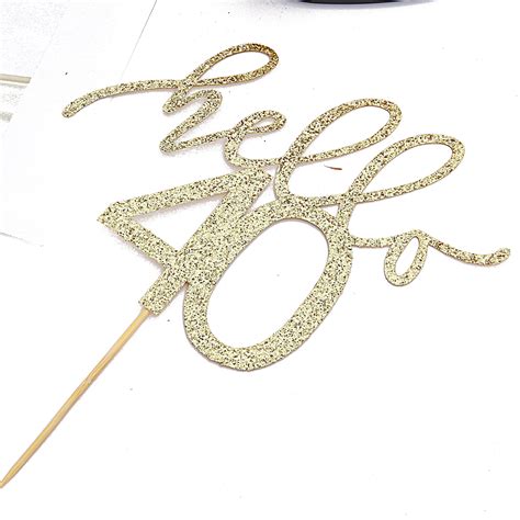 Hello 40 Glitter Cake Topper - Smash Cake Topper, 40th Birthday Cake ...