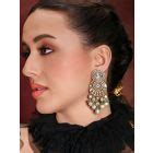 Gold Toned Handcrafted Brass Necklace with Earrings- Set of 2