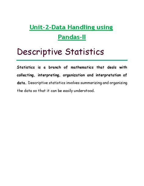 Data Analysis and Visualization with Pandas: Descriptive Stats Guide ...