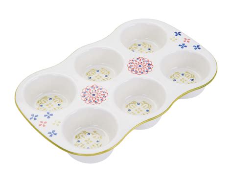 Snapklik.com : Pfaltzgraff Pink/Green Ceramic Muffin Tray