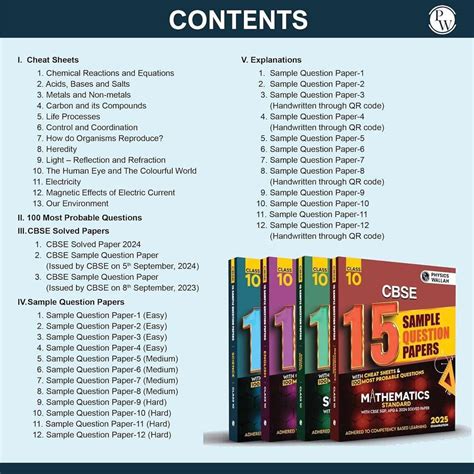 PW CBSE 15 New Pattern Sample Paper Class 10 Science, Maths (Std ...