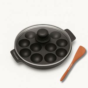Human Hydro Pre-Seasoned Cast Iron 12-Pit Paniyaram Pan with Glass Lid ...