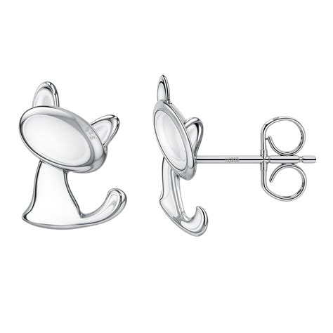 Charming Cat Earrings in 92.5 Sterling Silver for Women – HighSpark