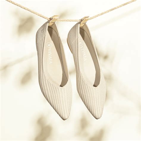 Macy Women's Pointy Flats in Cream Ivory-Sustainable & Washable | VIVAIA