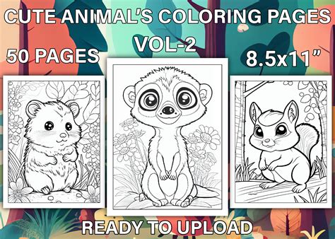 Cute Animals Coloring Pages Vol-2 Graphic by Creativetee · Creative Fabrica