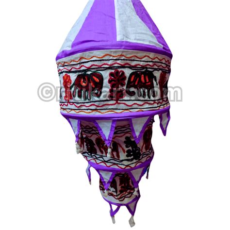 Pipili Lampshade Flower & Elephant Design-3 Step (Purple & White) Decor