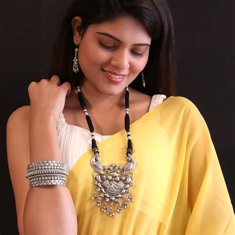 Sterling Silver Peacock Long Choker – Joharcart