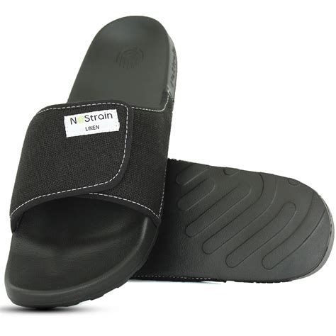 Linen Sugar Sliders - Midnight Black Sliders for Men - Nostrain