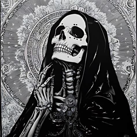 Black Santa Muerte in 2025 | Santa muerte, Skull art drawing, Black santa
