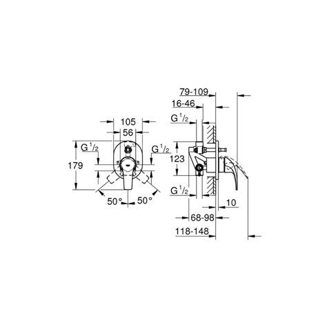 Grohe 2 Way Diverter Baucurve 29064000 - Chrome Finish on Decure.in