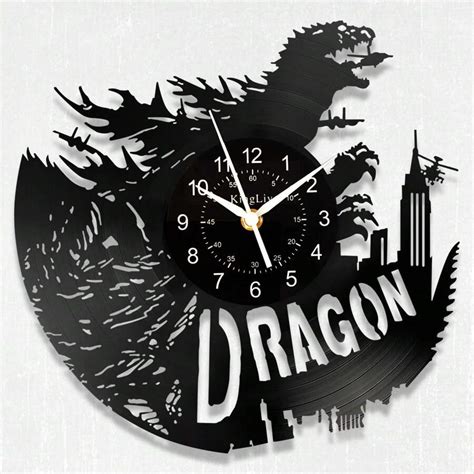 Dragon Sci-Fi Movie Wall Clock, King of The Monsters Vinyl Record Clock ...