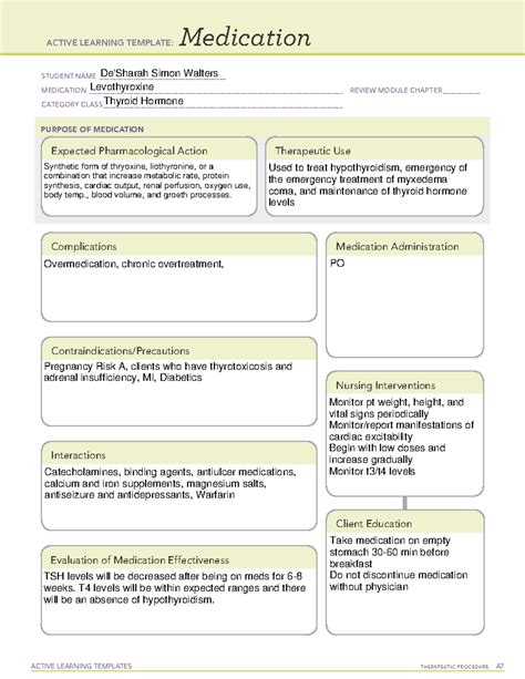 ATI Med Template-Levothyroxine - ACTIVE LEARNING TEMPLATES THERAPEUTIC ...