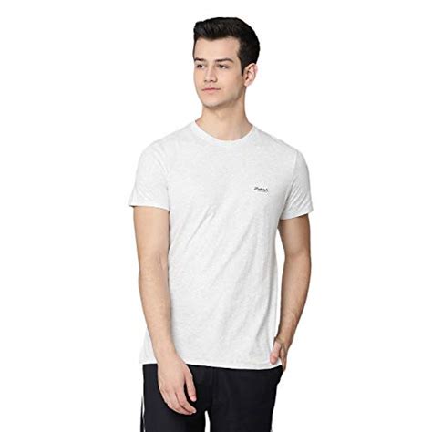 Buy Lindbergh Men's Solid Slim fit T-Shirt (30-47457 Off White Mel S ...