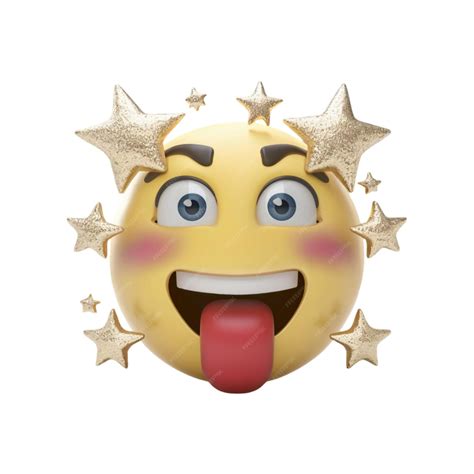 3D Starstruck face emoji with starry eyes isolated on white background ...