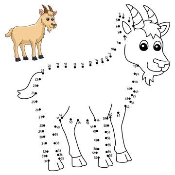 Dot to dot goat coloring page for kids | Premium Vector