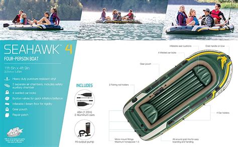 Toy Imagine™ Seahawk 4 Person (11'6"L X 4'9" W X 1'7"H) Inflatable Poly ...