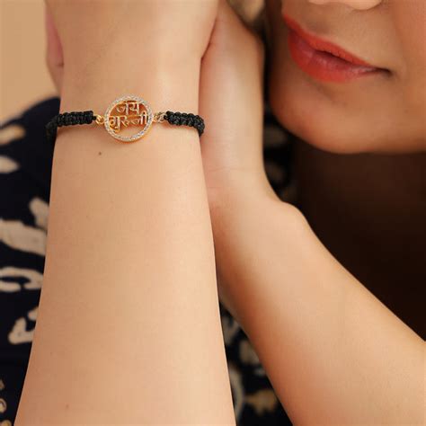 Pure Silver Jai Guruji Bracelet- Gold Finish – Matree by Neha Wahi