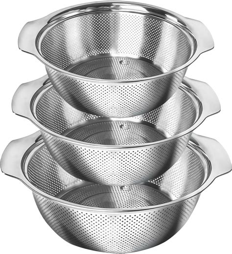 Amazon.com: POJORY 3 Piece 304 Stainless Steel 2-3-3.5 Quart Colander ...