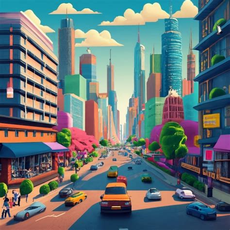 Busy City Cartoon 的图像结果