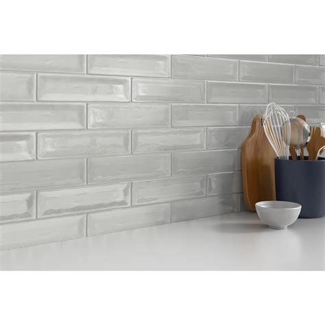 Emser Raku Silver 3-in x 12-in Glossy Ceramic Brick Look Wall Tile (6. ...