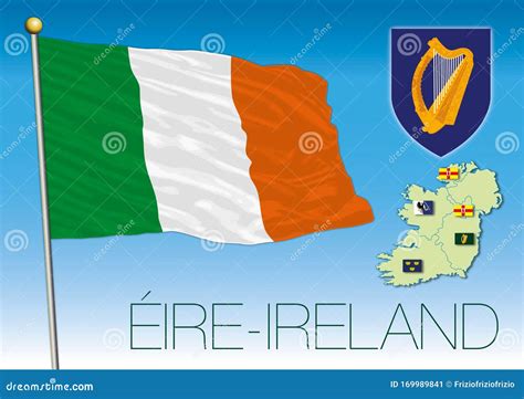 Eire Ireland Official Flag and Coat of Arms, EU Stock Vector ...