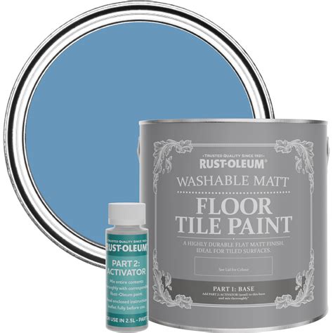 Rust-Oleum Washable Matt Floor Tile Paint - Cornflower Blue 750ml