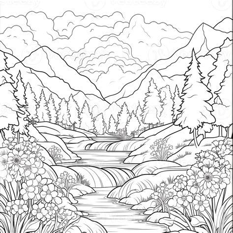 Landscape Coloring Pages 26636926 Stock Photo at Vecteezy