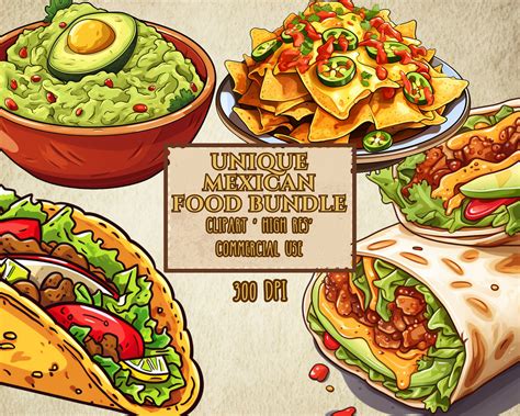 32 Unique Mexican Food Clip Art High Resolution 300 DPI Transparent ...