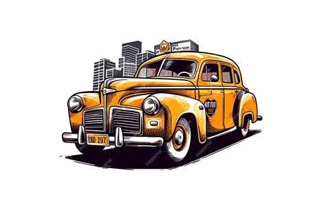 Un dibujo animado de un taxi amarillo con la palabra nyc en el frente ...