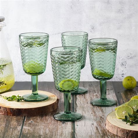 Chevron Goblet- Green – The Decor Mart