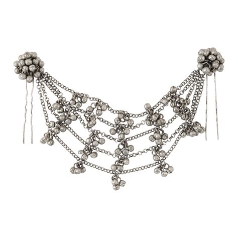 Teejh Aamna Ghungroo Silver Oxidised Bun Stick