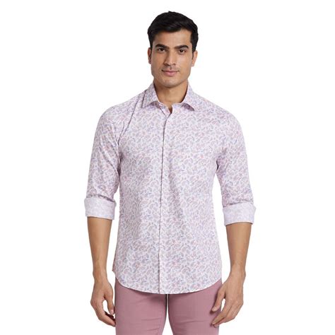 Buy ColorPlus Men Regular Fit Cotton Paisley White Casual Shirt Online