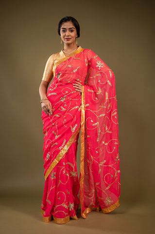 Pure Chiffon Gotapatti Work Saree – YUVTI by Bhupendra Singh